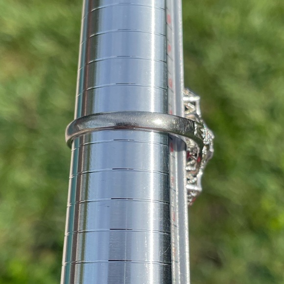 Ross Simons Art Deco 925 Sterling Silver Blue and Clear Cubic Zirconia 9.75 Ring - Picture 4 of 12